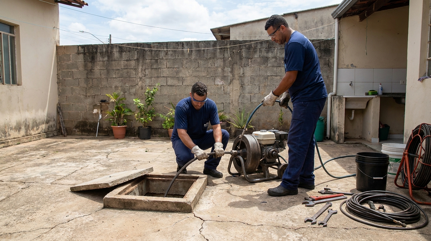 Desentupimento de esgoto residencial em Curitiba‑PR