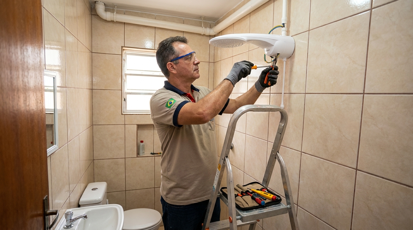 Instalação de chuveiro no banheiro em Curitiba‑PR